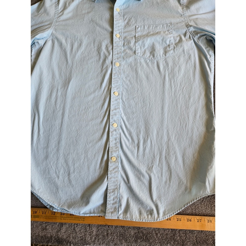 Banana Republic Shirt Mens XL Blue Good Soft Wash Tailored Slim Fit Micro Stripe